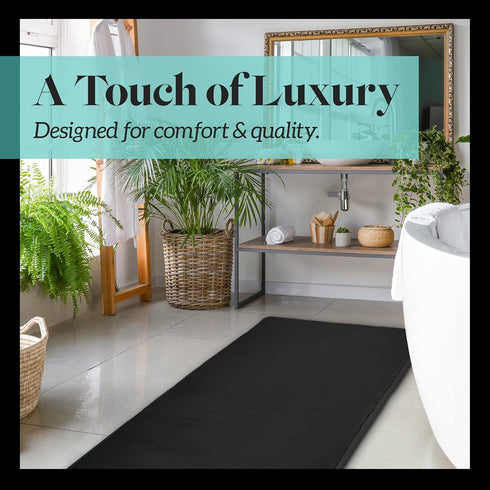 Genteele Memory Foam Bath Mat Non Slip Absorbent Super Cozy Velvet Bathroom Rug Carpet (17 inches X 24 inches, Black)...