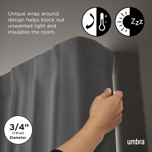 Umbra Twilight Curtain Rod Set – Wrap Around Design Ideal for Blackout or Room Darkening Panels, 28 to 48 Inches, Gold...