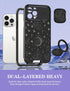 Goocrux (2in1 for iPhone 12 Pro Case Moon Plants for Women Girls Cute Phone Cover Flower Heart Stars Space Design with Slide Camera Cover+Ring Hol...