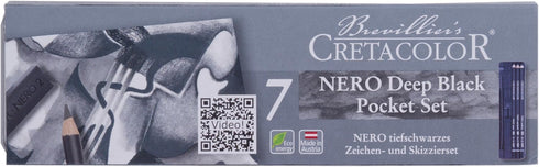 CRETACOLOR Nero Deep Black Pocket Pencil Set, 7 Pieces, multicolor...
