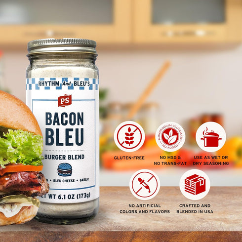 PS Seasoning Bacon Bleu Burger Seasoning - Steak and Burger Seasoning, Hamburger Seasoning for Grilling - Best Burger Seasoning, Meat Seasoning Bl...