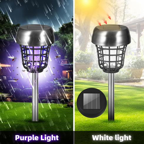 Solar Bug Zapper Outdoor Mosquito Zapper Mosquito Killer Lamp for Patio Backyard Garden Pathway Insect Mosquito Repellent Purple and White Light (...