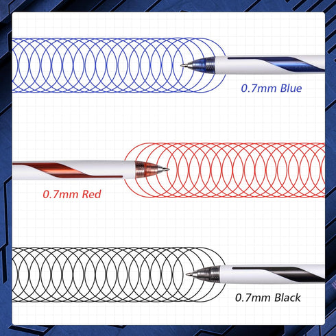 WRITECH Retractable Gel Ink Pens: Low Center of Gravity 0.7mm Medium Point Pen Multicolor with Refills No Smear Silent Click Black Blue Red 3ct Up...