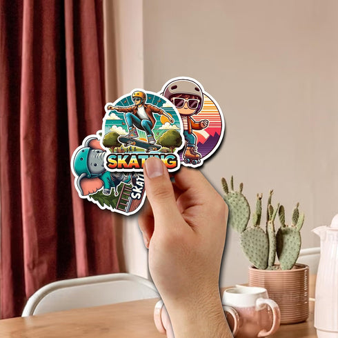 Pack 50 PCS Roller Skating Stickers Print Waterproof Vinyl Decals Items for Kids Teens Adults Sports Lovers Decor Skateboard Water Bottles Suitcas...