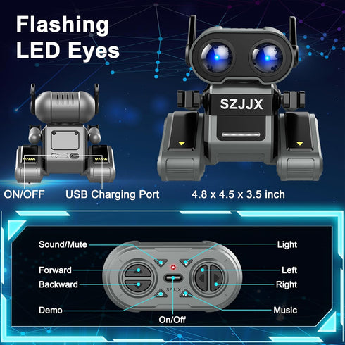 Robot Toys for Kids 3-5 5-7,Rechargeable Remote Control Robot Toy,Interactive Toy Robot for Kids with LED Eyes & Music & Dance,Intelligent Robots ...