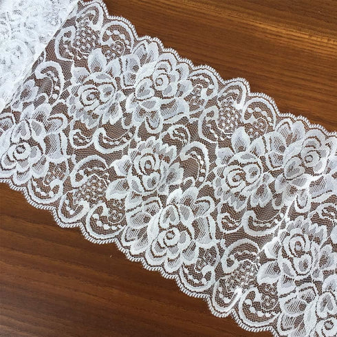 Olive Lace 6 inches Wide White Stretchy lace Ribbon Elastic Trim Fabric with Floral Pattern for Bridal Wedding Decorations , Sewing DIY Making and...