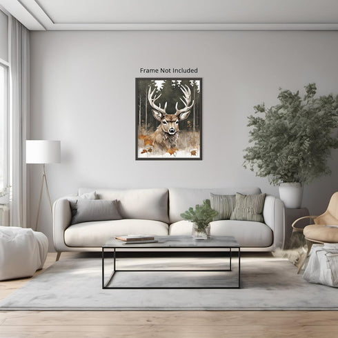 Posterizer 1 pcs- A deer in Autumn with the background of tall trees-Art for Animal Lovers-Landscape & Nature Art- Gift for Men Women Teens-Decor ...