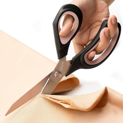 XFasten Sewing Scissors for Fabric Cutting Pink 9.5 Inch Professional Fabric Scissors Sewing | Heavy duty and Large...