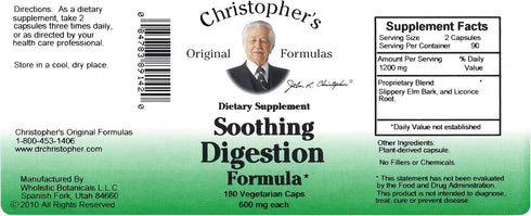 Christopher's Original Formulas Soothing Digestion - 180 Vegetarian Capsules...
