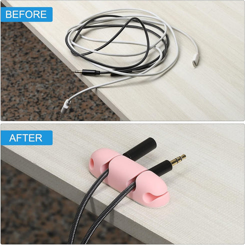 MECCANIXITY 3pcs Cable Clips Cord Organizer for Desk, 3 Slots Silicone Adhesive Cord Holders Organizer Cable Management for USB Charging Cable, Pi...