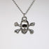 Gothic Skull and Crossbones Silver Finish Pewter Pendant Necklace...