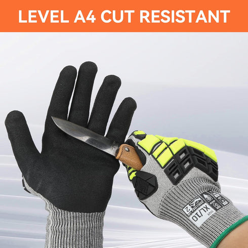 Safety Work Gloves, Impact Gloves for Men Women,Cut Resistant Non-Slip Heavy Duty Gloves with Nitrile Grip,Touch Screen Gloves with Impact Protect...