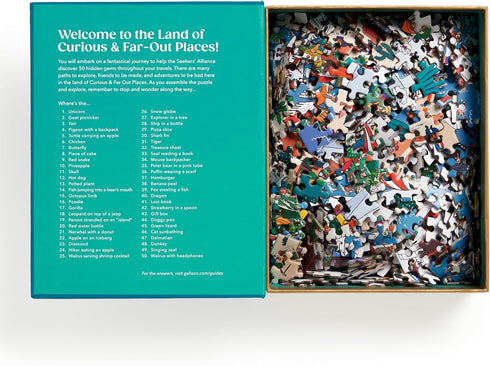 Galison Where's________? Curious and Far Out Places – 500 Piece Book Box Jigsaw Puzzle Featuring A World of Peculiarity and Novelty to Search and ...