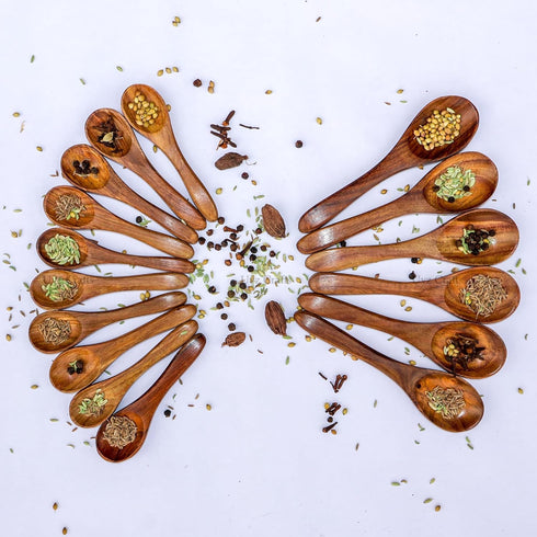 Wooden Small Spoons for Spices, Sugar Jar/Bowl, Spice Jar, Herbs, Salt, Condiments, Tea, and Coffee - Wooden Teaspoon, Wood Small Scoop for Bath S...