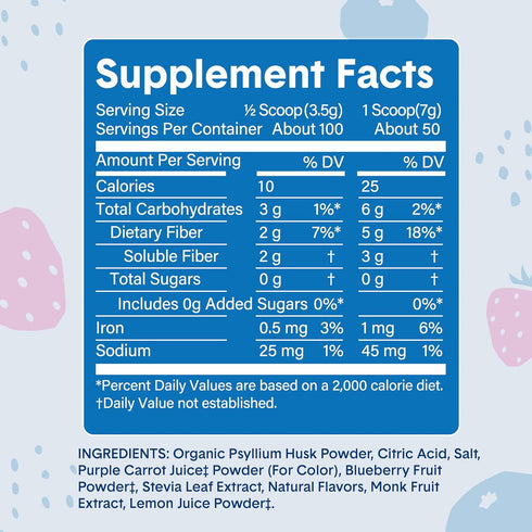 Bellway Super Fiber Powder + Fruit, Sugar Free Organic Psyllium Husk Powder Fiber Supplement for Regularity, Bloating Relief & Gut Health, Non-GMO...