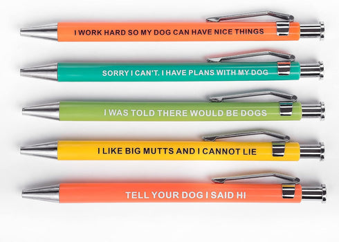 MilkToast Brands Funny Dog People Pens, A snarky gag gift set for pet owners or coworkers, Black ballpoint pens...