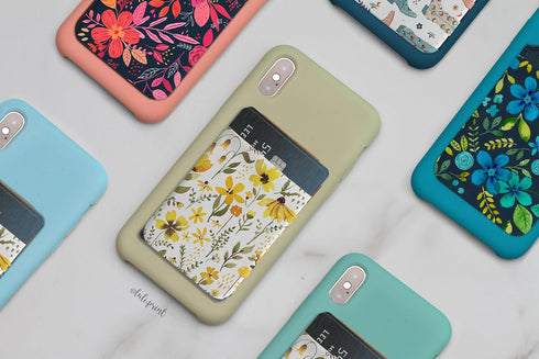 Luli Prints Stick-On Fabric Phone Wallet, Slim Credit Card Holder & Sticky Wallet Attachment for Phone Case, Stylish & Cute Wallet for Phone Case,...