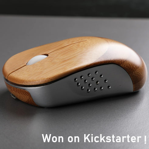 Icemouse Wireless Computer Mouse, Rechargeable Bamboo Wireless Mouse 2.4GHz Optical Silent Mouse with USB Receiver and 4 Adjustable DPIs, for Lapt...