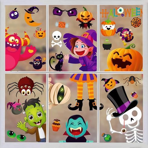 BAYLAY Halloween Window Clings - 10 Sheets Halloween Window StickersDouble Sided Halloween Window Decorations Hallween Window Clings for Class Hal...