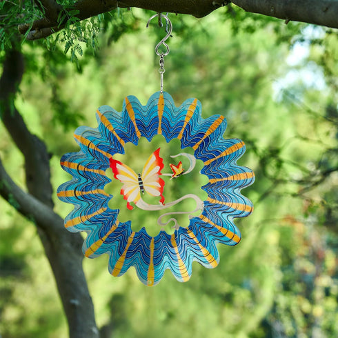 Butterfly Wind Spinners for Yard and Garden, 7.09x7.09in 3D Hanging Wind Spinner Stainless Steel Butterfly Gifts for Wife Mother Women Hanging Win...