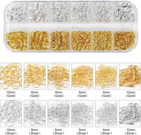 Jump Rings for Jewelry Making Kit, 1200 pcs Open Jump Rings Jewelry Repair Kit for Necklace Bracelet, Lobster Clasps and Closures Repair Supplies ...