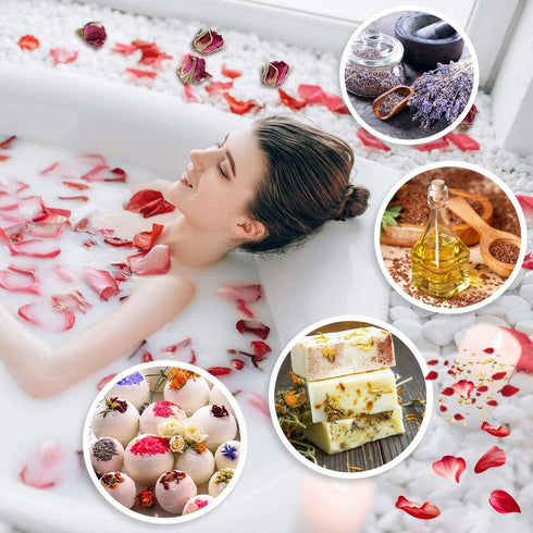 15g/bag Dried Flowers,100% Natural Dried Flowers Herbs Kit for Soap Making, DIY Candle Making,Bath - Include Rose Petals,Lavender,Don't Forget Me,...
