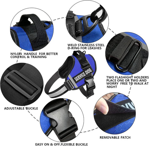 Dog Harness,No-Pull Service Dog Harness with Handle Adjustable Outdoor Pet Dog Vest 3M Reflective Nylon Material Vest for Breeds,Easy Control for ...