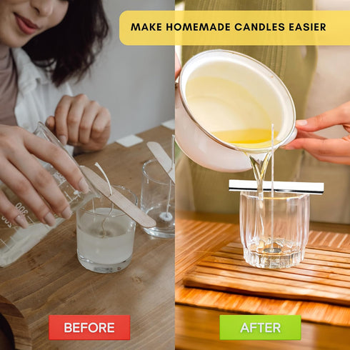 Kare & Kind Candle Wick Sticker (100 pcs) and Metal Candle Wick Holder (10 pcs) Bundle - Silver...