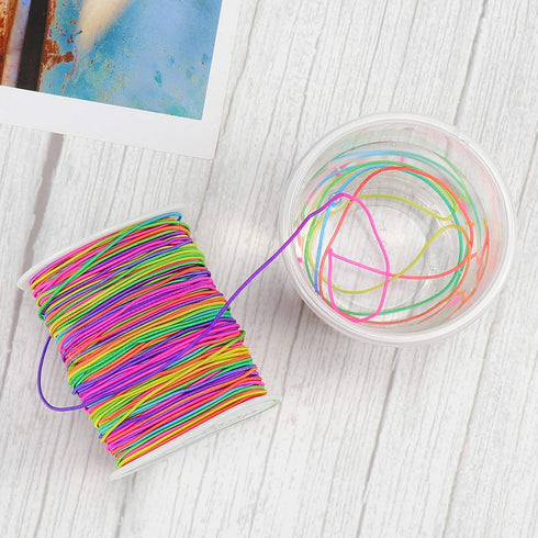 Dreamtop 1mm Stretchy Bracelet String, 100 Meters Rainbow Bead String Elastic String for Bracelet, Pony Bead String Elastic Cord for Jewelry Brace...