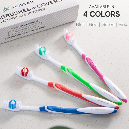 4 Pack Toothbrushes for Adults - Individually Wrapped Medium Bristle Toothbrushes with Covers - Blue - Convenient & Affordable Dental Care for Tra...