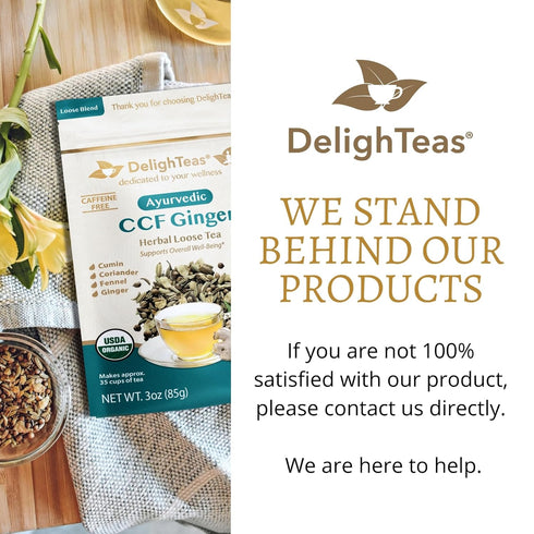 DelighTeas Organic Digest & Detox CCF Tea with Ginger | Ayurvedic Cumin, Coriander, Fennel, Ginger Loose Leaf Tea for Digestion | USDA Organic, No...