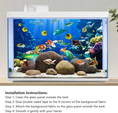 YongFoto 72x18 Inches Tropical Fish Terrarium Background Deep Sea Marine Coral Polyester Aquarium Background Glass Fish Tank Backdrop for Photogra...