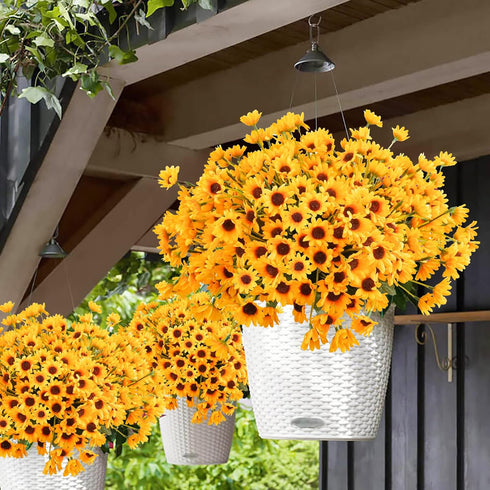 Uieke 6 Bundles Sunflowers Artificial Flowers Daisy Mums Fake Flowers Outdoor UV Resistant No Fade Fall Flowers 24 Stems Greenery Shrubs Indoor Ou...