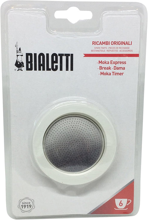 Bialetti Moka Express 6 Cup Replacement Filter and 3 Gaskets , White...