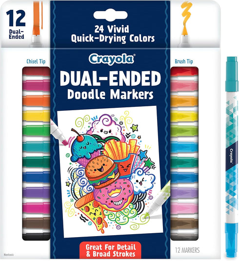 Crayola Dual Chisel Tip & Brush Markers, Art Markers, Gifts for Teens, 12ct...