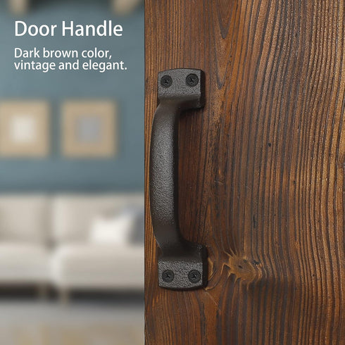 Barn Door Pulls Handles Heavy Solid Cast Iron Gate Handle, 7inch Metal Hardware for Sliding Barn Door Gate Fence Door Drawer Garage - Dark Brown 2...