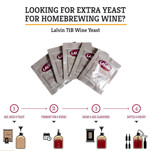 Craft A Brew - Lalvin 71B Wine Yeast - Dry Wine Yeast - For Fruity Wines & Ciders - Ingredients for Home Fermenting - Wine Making Supplies - [5 pa...