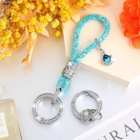 Crystal Bling Car Keychain for Women Glitter Rhinestone Keychain Ring Strap Keychain Accessories Car Key Decorations...