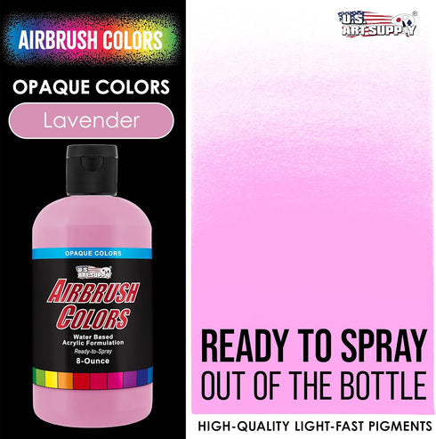 U.S. Art Supply Ready to Spray Lavender Opaque Acrylic Airbrush Paint - 8oz Bottle, Professional Grade Non-Toxic Water-Based Colors for Vibrant & ...