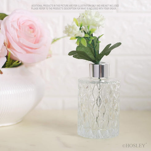 Hosley Mid Century Modern Glass Diffuser Bottles Set of 4 - 4 Inch High, Ideal for Essential Oils, Replacement Diffusers & Reed Sticks, DIY Crafts...