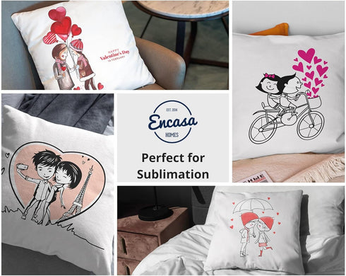 Encasa XO Throw Pillow Covers Only (No Insert) (18"x18") - Sublimation Blank White 4 Pc Pack with Invisible Zipper -Polyester Twill Cushion Cases ...