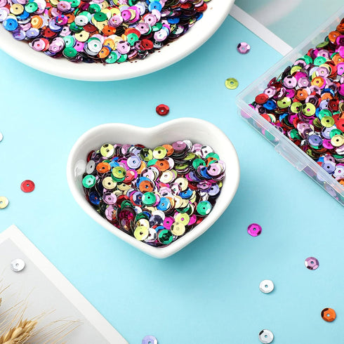 Loose Sequins 6 mm Round Embroidery Sequins with Holes Rainbow Sequins for Crafts with Storage Box Iridescent Spangles for Sewing Art Wedding Jewe...