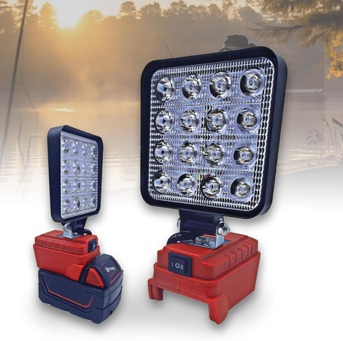 Cordless LED work light for milwaukee m18 18V battery?48W 3800ML square LED Light,flood light with two USB charging port LED light for outdoor cam...
