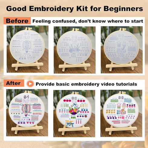 KLOSN 4 Sets Embroidery Kit for Beginners, Sun Flower Ribbon Embroidery Patterns & Basic Embroidery Stitches Kits, Needlepoint Kits for Adults, Be...