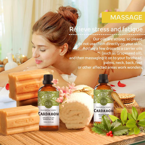 Cardamom Essential Oil (100ML), 100% Pure Natural Organic Aroma Cardamom Oil for Diffuser, Massage, Skin Care, Yoga...