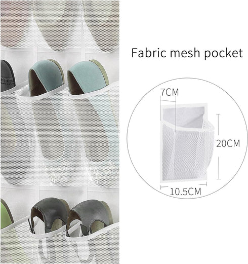 ManGotree Over the Door Shoe Organizer with 24 Large Mesh Pockets, Behind Door Hanging Shoe Storage for Closet, Shoe Rack Holder for Sneakers, Sli...