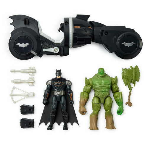 DC Comics, Batman and Swamp Thing Armory Attack Batcycle Set, Exclusive Armored Batman and Swamp Thing Action Figure with Accessories, Kids Toys f...