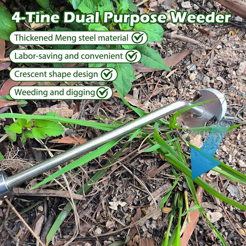Weeding Artifact Uprooting Weeding Tool, Upgrade Garden Weeding Tools 4 Teeth Dual Purpose Weeder, Manganese Steel Forged Hand Weed Puller Garden ...