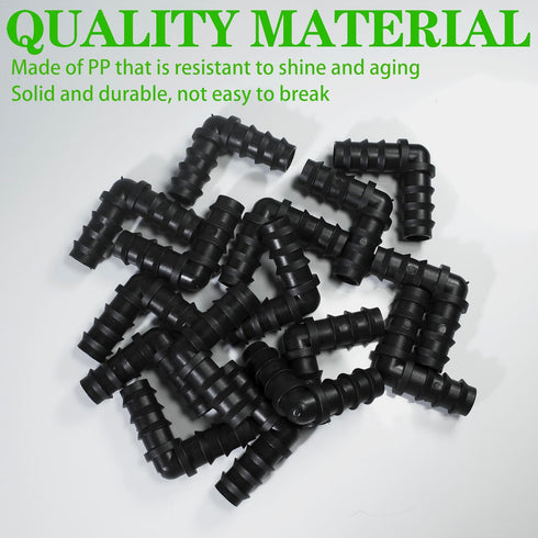 25PCS Drip Irrigation Barbed Elbow Fitting Kit for 1/2 Inch Tubing (16MM OD) .600" ID Drip Irrigation Connectors Elbow Dripline Barbed Connector D...