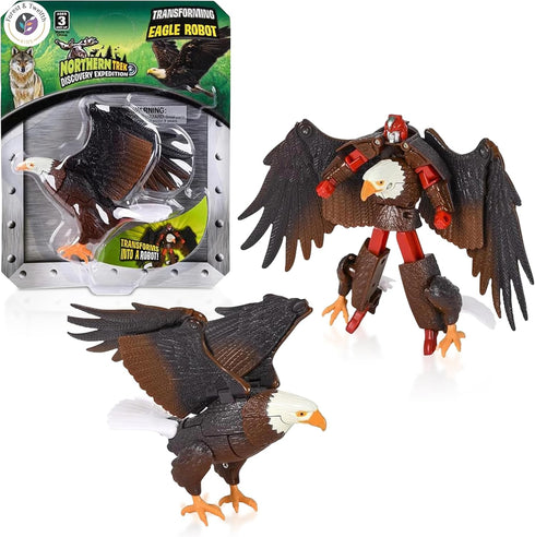 Forest & Twelfth Transforming Jungle Animal Toy Small - Unique Action Figure for Kids, Eagle-to-Robot and Vice-Versa in Seconds, Great Gift for Bo...